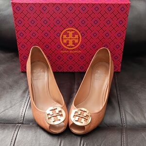 Tory Burch Brown Peep-Toe Heels